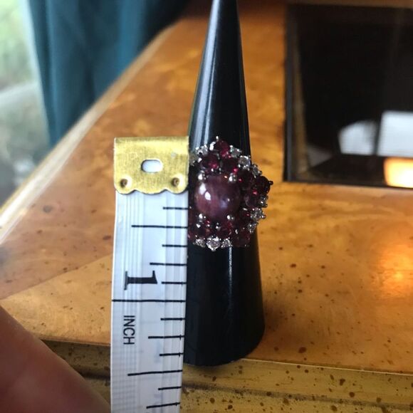 Natural Star Ruby Sterling Silver Cocktail Ring Size 5 - Picture 7 of 14